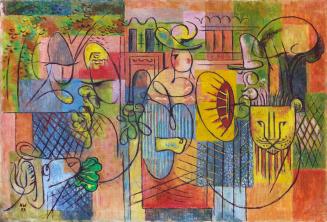 Alfred Wickenburg, Im Zoo, 1952, Öl auf Leinwand, 109 × 159 cm, Leopold Privatsammlung