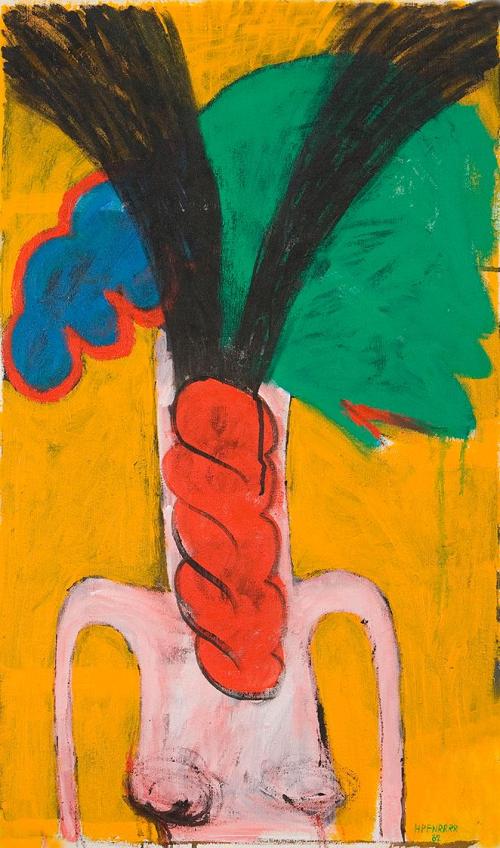 Kurt Hüpfner, Sängerin, 1982, Acryl auf Leinwand, 62 × 37 cm, Privatbesitz, Wien