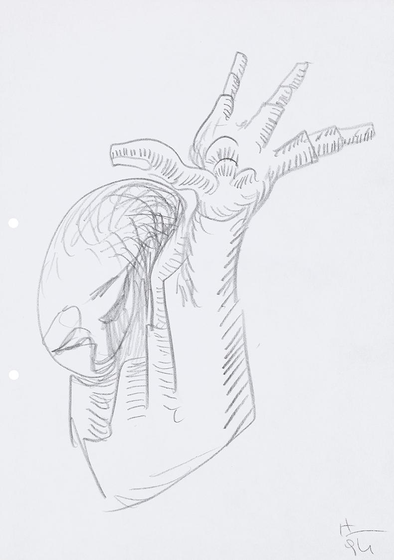 Kurt Hüpfner, Ohne Titel, 1994, Bleistift auf Papier, 29,7 × 21 cm, Privatbesitz, Wien