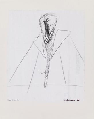 Kurt Hüpfner, Dr. fr. C.O., 1980, Schwarze Kreide auf Papier, kaschiert auf Karton, 34 × 29 cm, ...
