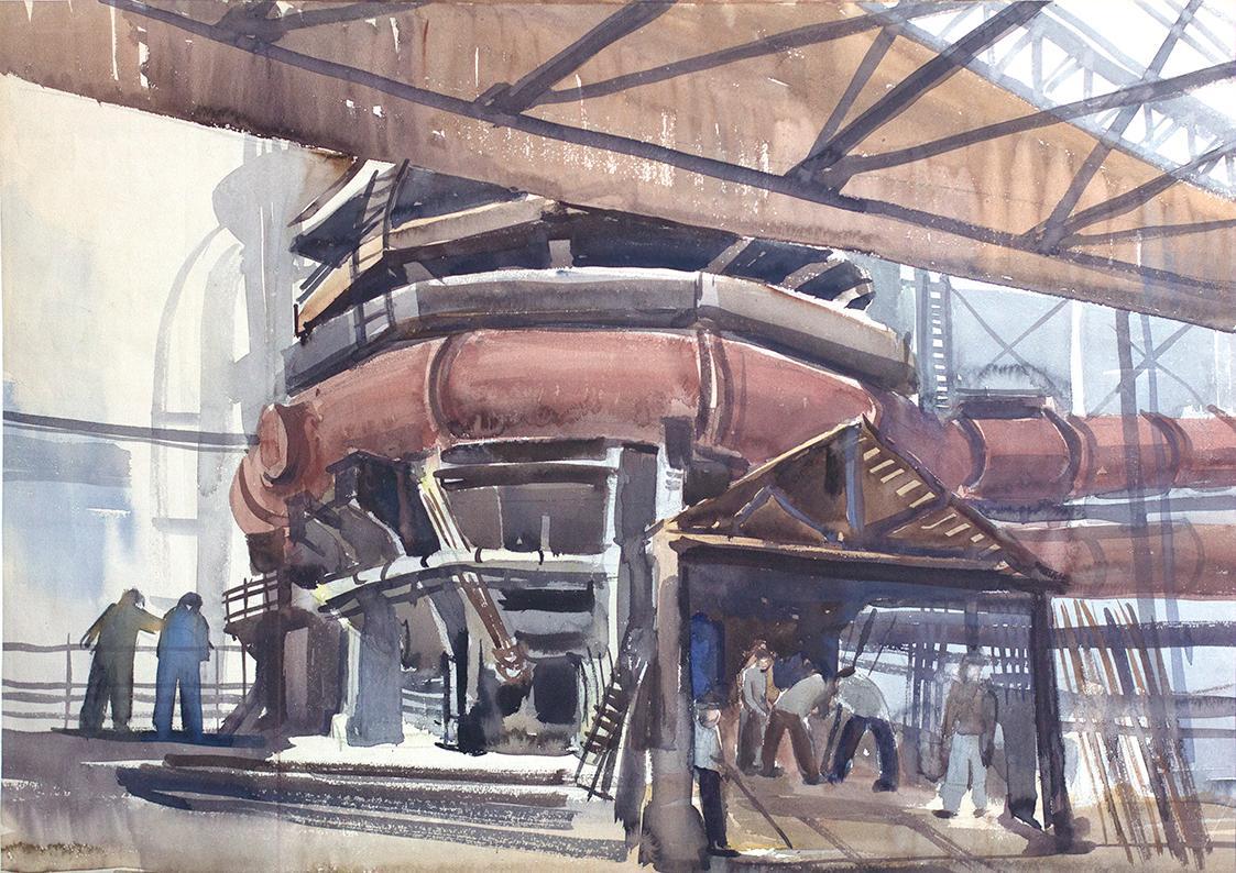 Otto Rudolf Schatz, Industrie II, 1928, Aquarell auf Papier, 43,5 × 61 cm, Privatbesitz