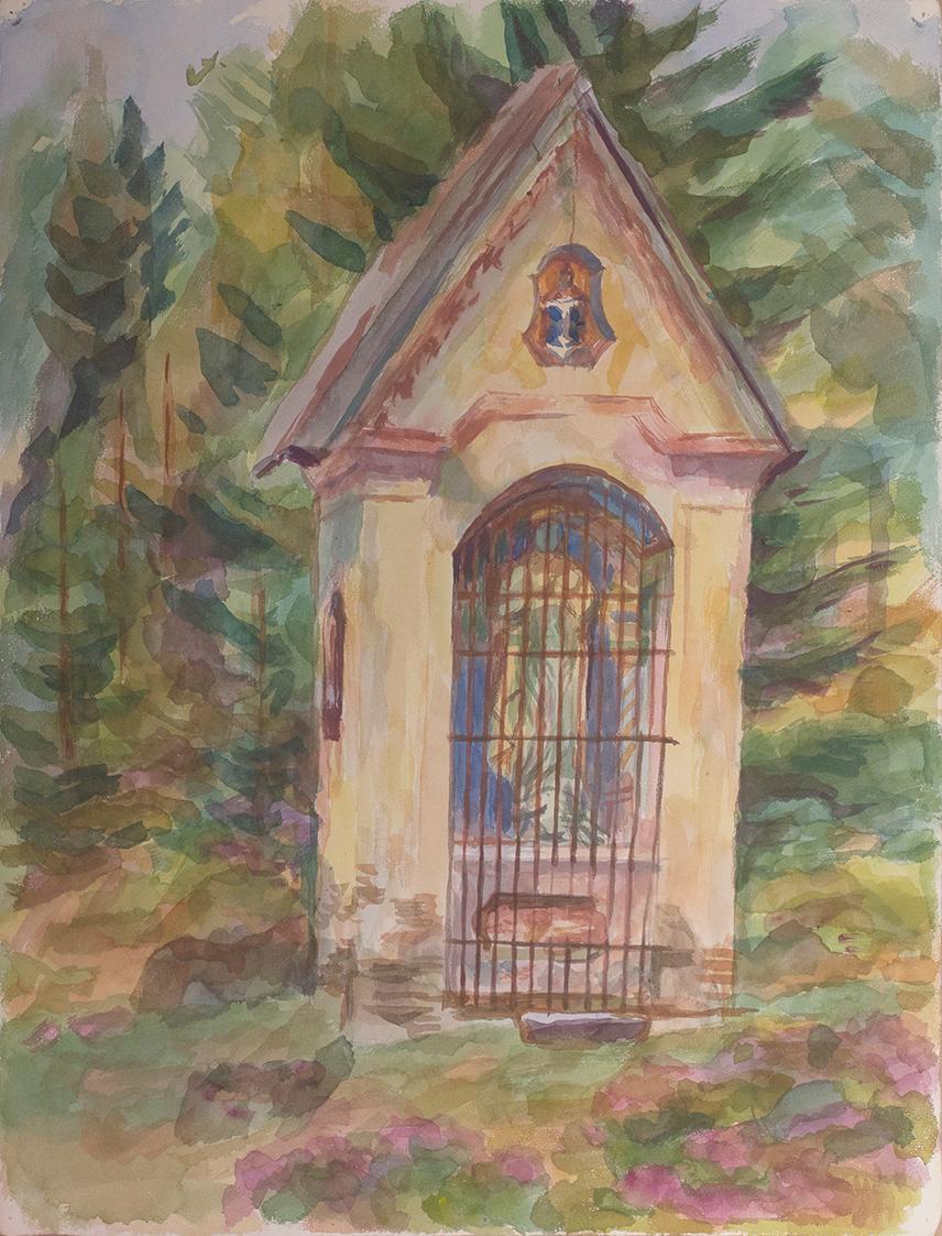 Alfred Wickenburg, Kapelle, 1940/1945, Aquarell auf Papier, Blattmaße: 61,2 × 47,8 cm, Leihgabe ...