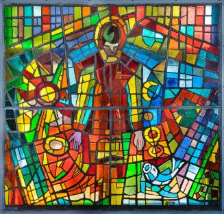 Alfred Wickenburg, Eucharistie, 1964, Betonglas in Stahlrahmen, 212 × 222 cm, Caritas Senioren- ...