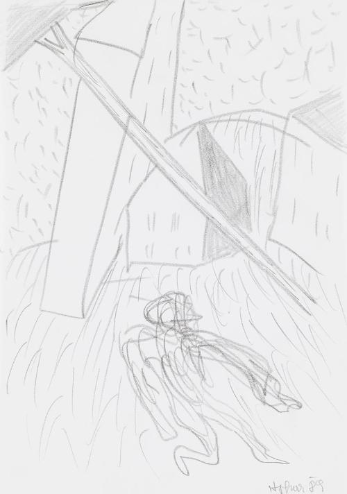 Kurt Hüpfner, Ohne Titel, 1989, Bleistift auf Papier, kaschiert auf Karton, 29,7 × 21 cm, Priva ...