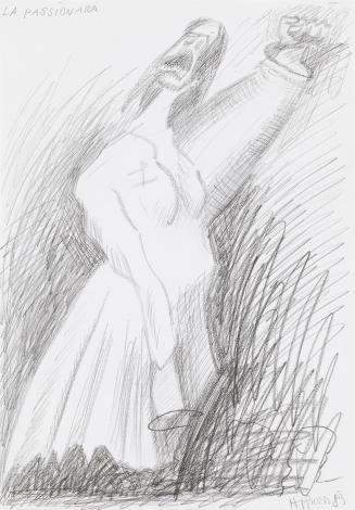 Kurt Hüpfner, La Passionara, 1989, Bleistift auf Papier, kaschiert auf Karton, 29,7 × 21 cm, Pr ...