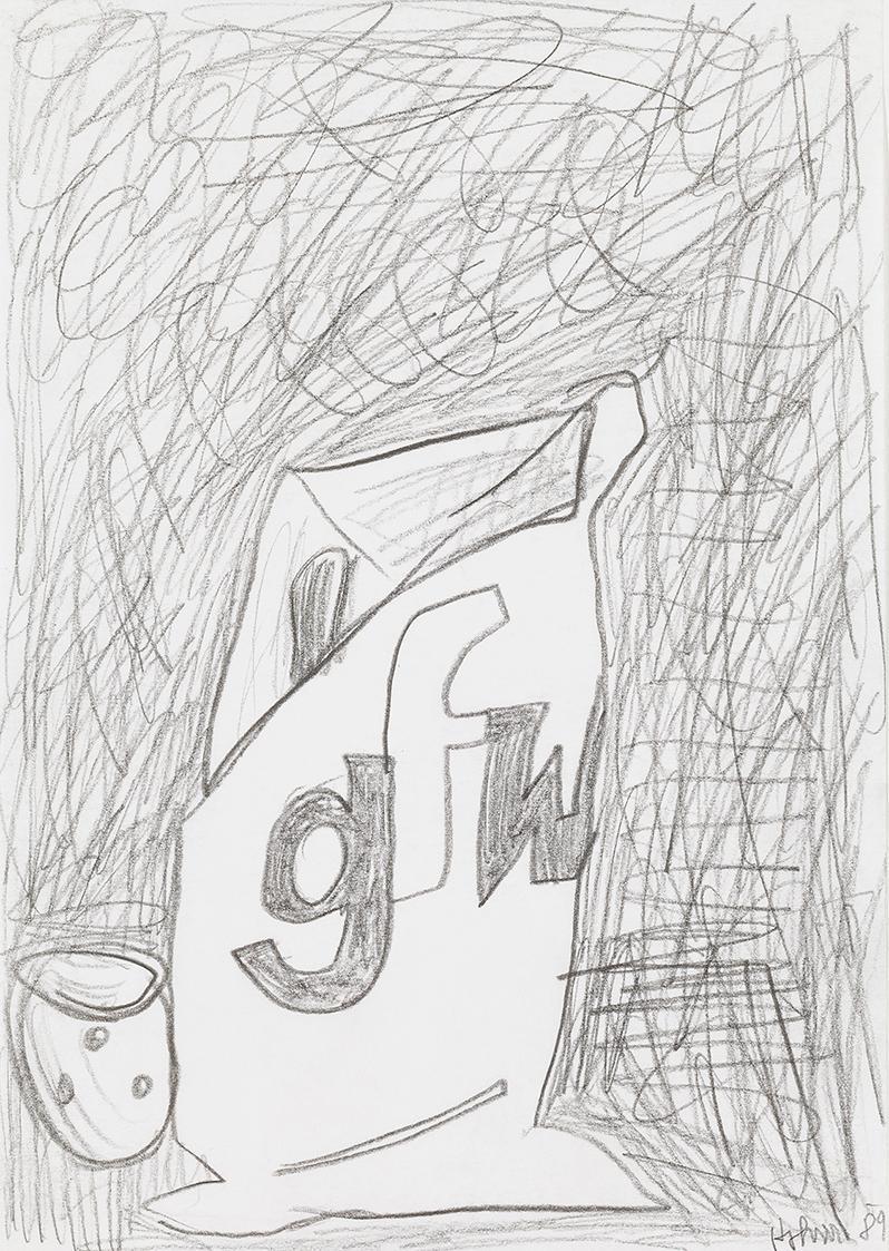 Kurt Hüpfner, Ohne Titel, 1989, Bleistift auf Papier, kaschiert auf Karton, 29,7 × 21 cm, Priva ...
