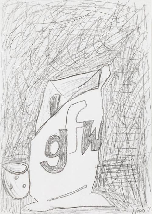 Kurt Hüpfner, Ohne Titel, 1989, Bleistift auf Papier, kaschiert auf Karton, 29,7 × 21 cm, Priva ...