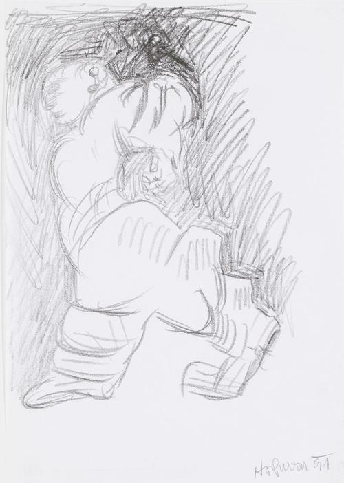 Kurt Hüpfner, Ohne Titel, 1991, Bleistift auf Papier, kaschiert auf Karton, 29,7 × 21 cm, Priva ...