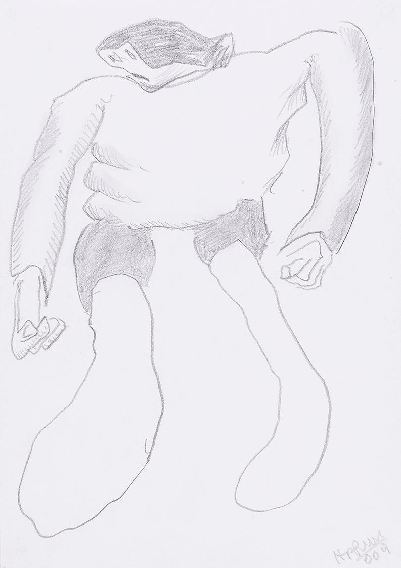 Kurt Hüpfner, Ohne Titel, 2009, Bleistift auf Papier, kaschiert auf Karton, 29,7 × 21 cm, Priva ...