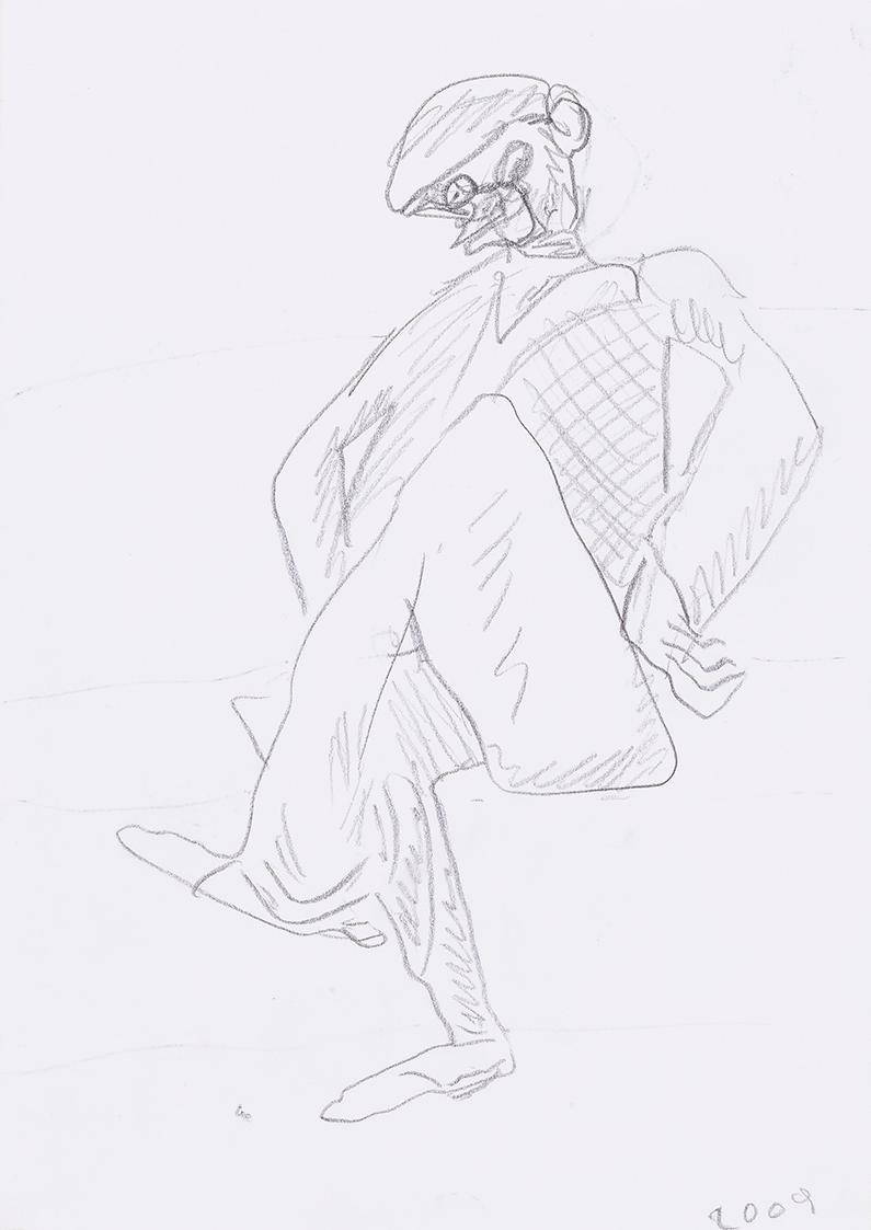 Kurt Hüpfner, Ohne Titel, 2009, Bleistift auf Papier, kaschiert auf Karton, 29,7 × 21 cm, Priva ...