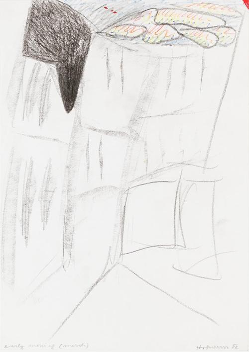 Kurt Hüpfner, early morning (march), 1982, Bleistift und Buntstift auf Papier, kaschiert auf Ka ...