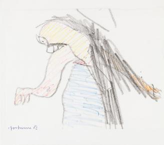 Kurt Hüpfner, Ohne Titel, 1982, Kreide und Filzstift auf Papier, kaschiert auf Karton, 15,2 × 2 ...