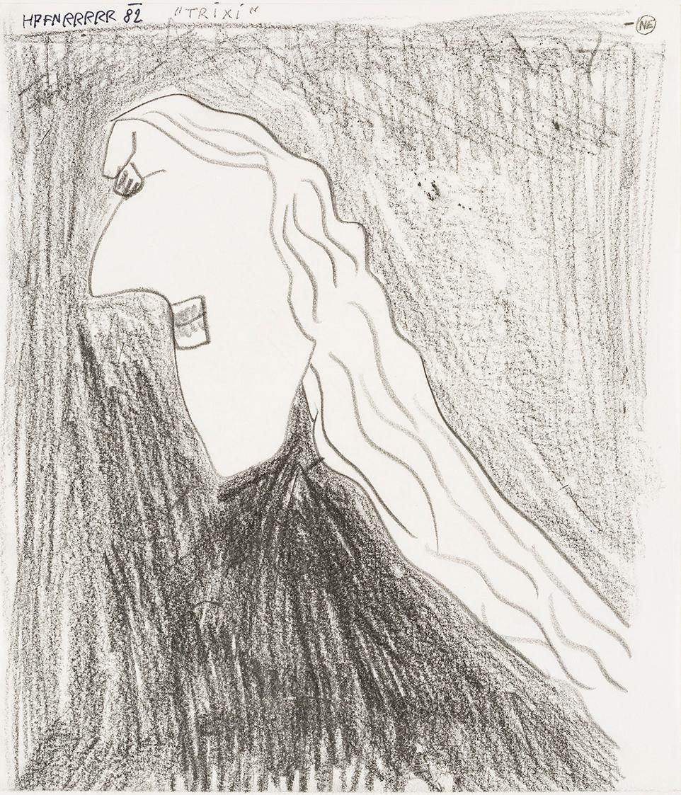 Kurt Hüpfner, Trixi, 1982, Bleistift auf Papier, kaschiert auf Karton, 24,3 × 21 cm, Privatbesi ...
